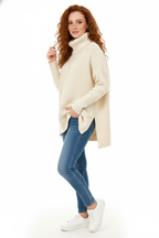 Gracie Women's Oversized Turtleneck Sweater – Soft Knit Ribbed Fall Winter Pullover