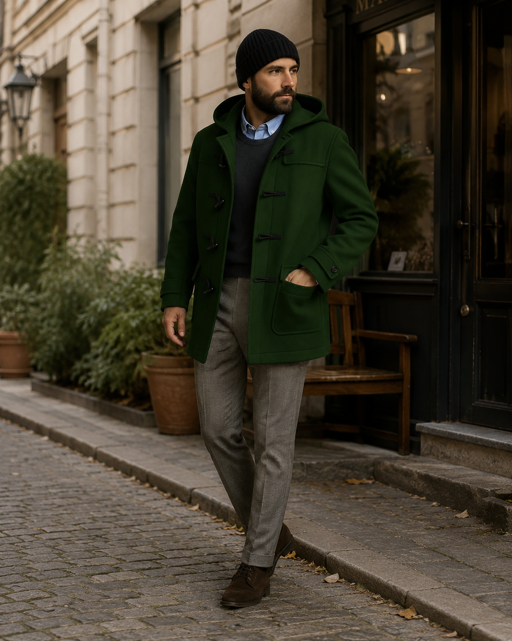 Seth Men's Long Coat – Modern Front Closure Winter Coat with Side Pockets