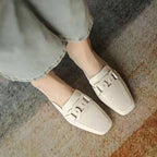 Evrynth Women's Mary Jane Loafers – Leather Chunky Heel Shoes with Buckle