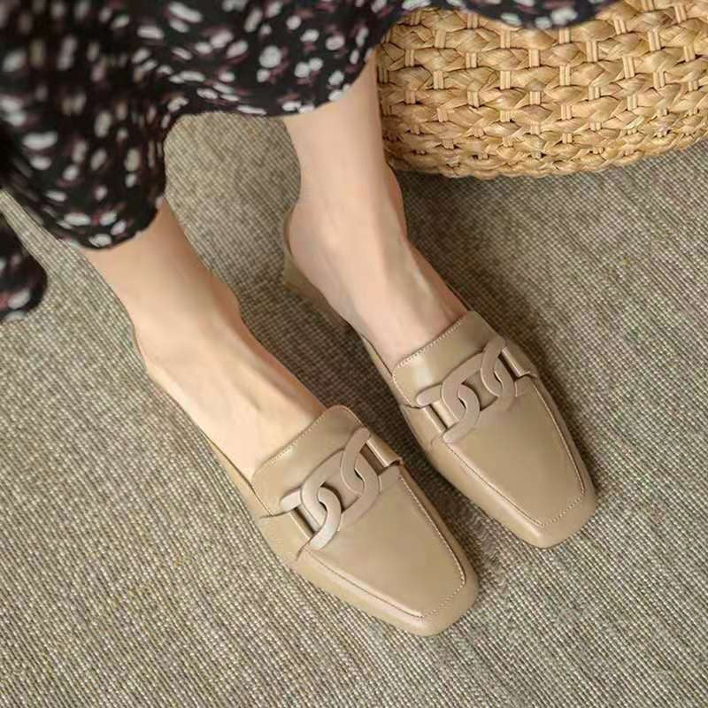 Evrynth Women's Mary Jane Loafers – Leather Chunky Heel Shoes with Buckle