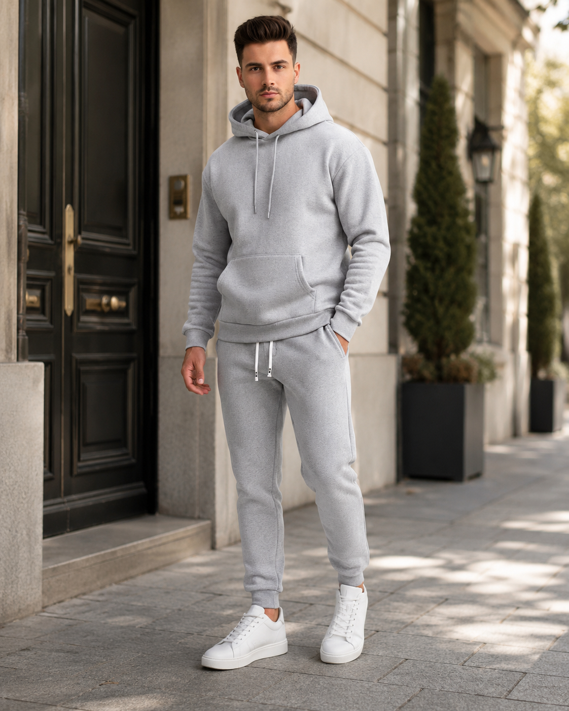 Henry Men's Sports Set – Solid Hoodie & Jogger Pants Regular Fit Tracksuit