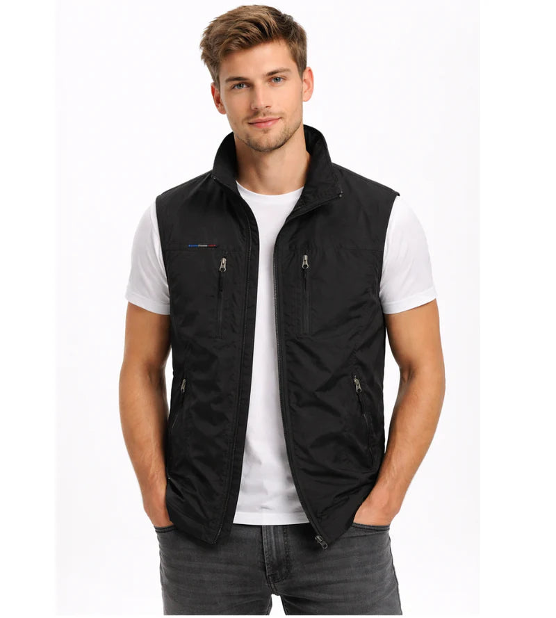 Logan Men’s Outdoor Vest – Zip Bodywarmer with Stand Collar & 4 Pockets