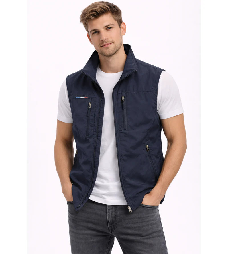 Logan Men’s Outdoor Vest – Zip Bodywarmer with Stand Collar & 4 Pockets