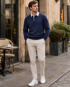 Hugo Men's Polo Sweater – Long Sleeve Breathable Smart Casual Pullover
