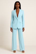 Lyla Women's Satin Pantsuit – Fitted Blazer & Wide Leg Trousers Formal Set