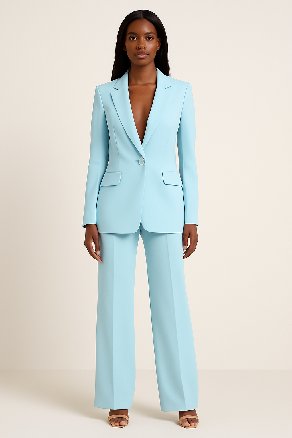 Lyla Women's Satin Pantsuit – Fitted Blazer & Wide Leg Trousers Formal Set