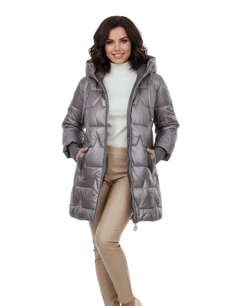 Charlie Women's Hooded Winter Coat – Cotton Blend Button Coat with Pockets