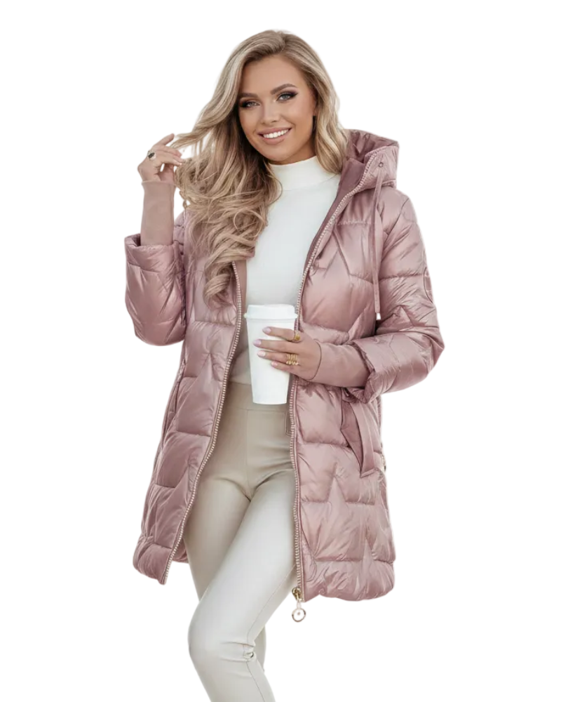 Charlie Women's Hooded Winter Coat – Cotton Blend Button Coat with Pockets