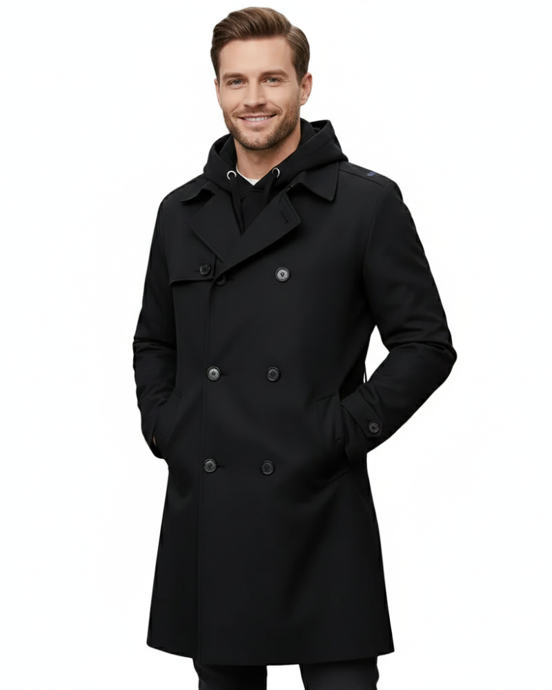 Gian Men's Trench Coat – Double-Breasted Belted Coat for Formal and Casual Wear