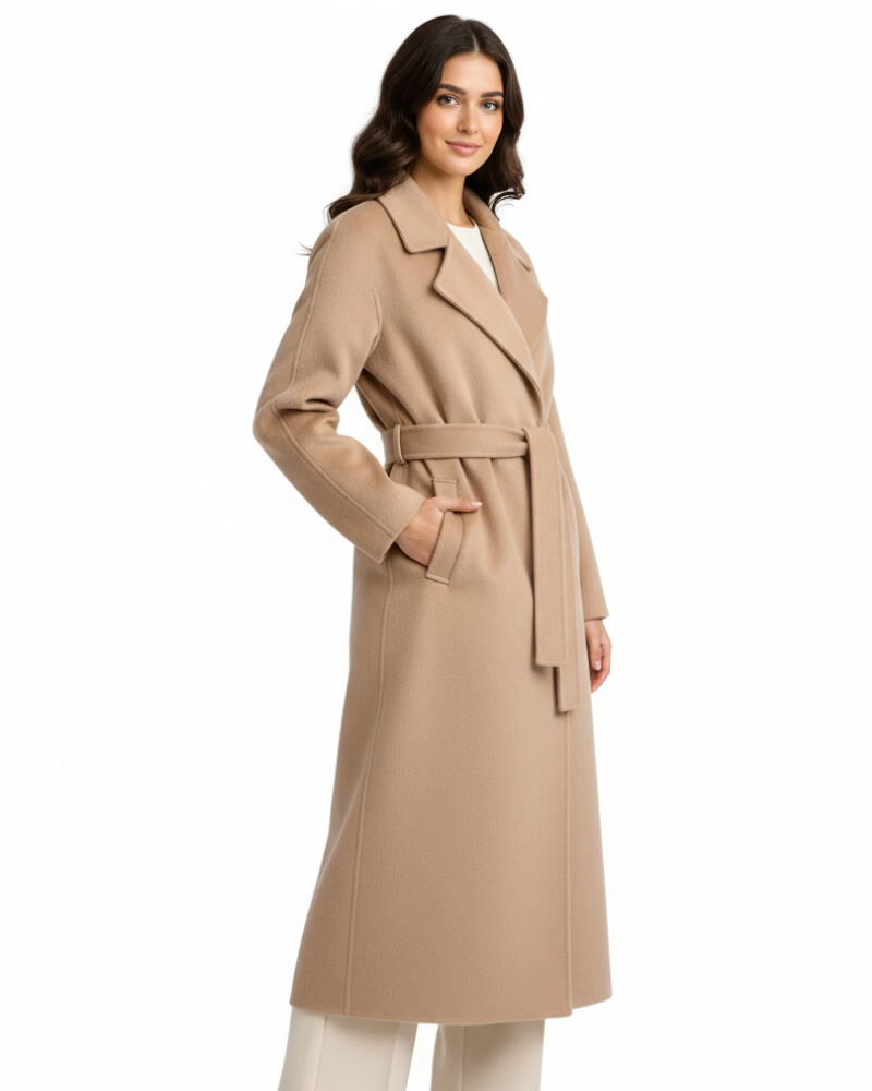 Talitha Women's Long Wool Coat – Tailored Lapel Warm Elegant Winter Overcoat