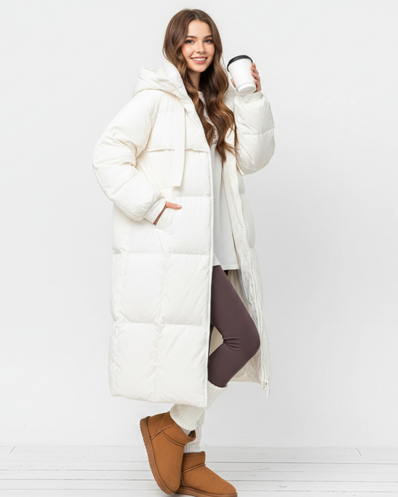 Laura Women's Long Parka – Hooded Relaxed Winter Coat for Layering