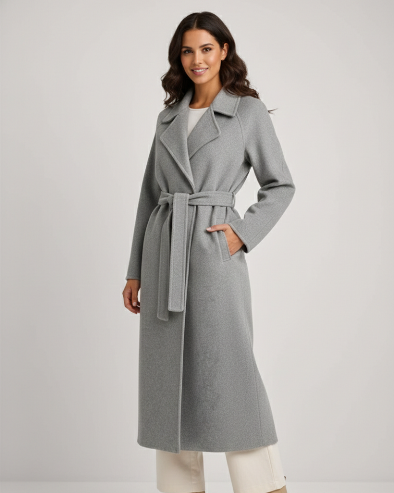 Talitha Women's Long Wool Coat – Tailored Lapel Warm Elegant Winter Overcoat