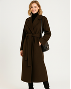 Talitha Women's Long Wool Coat – Tailored Lapel Warm Elegant Winter Overcoat