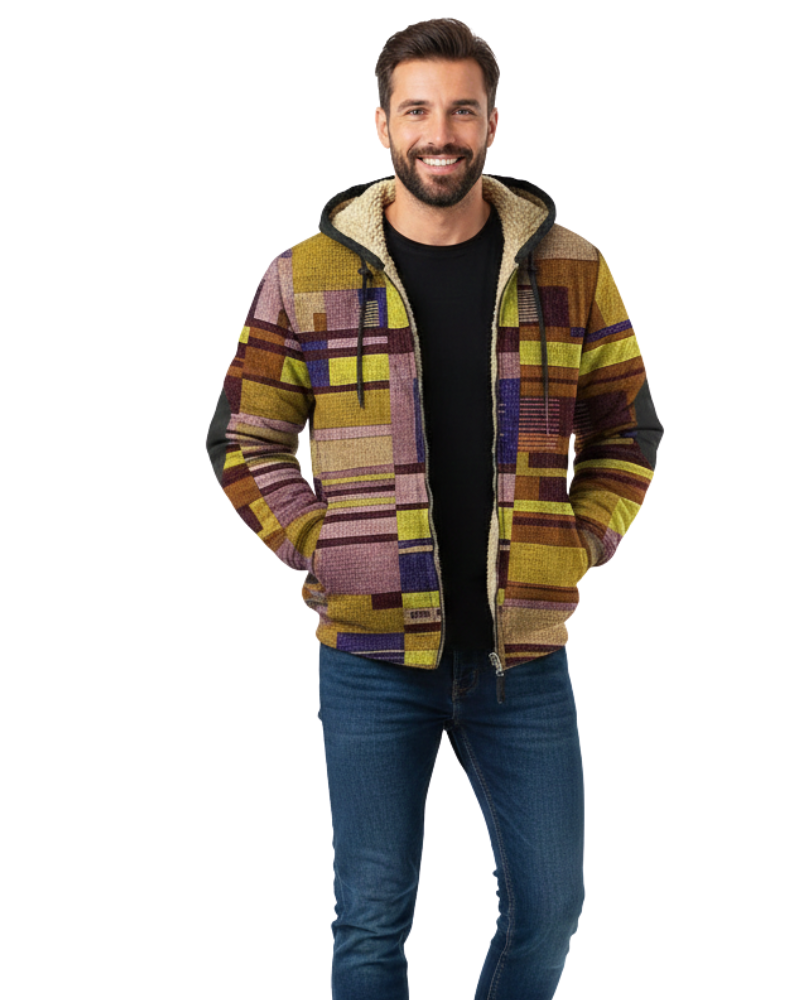 Jameson Men’s Patchwork Fleece Vest – Hooded Casual Zip Gilet with Comfortable Fit