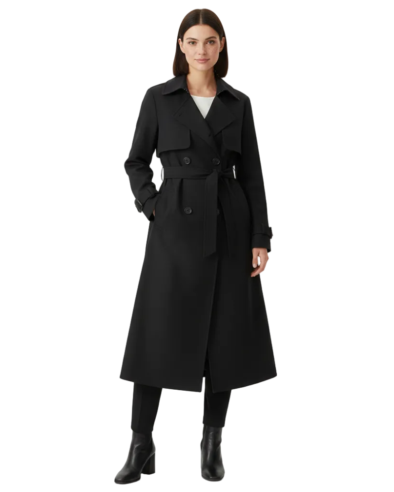 Charlie Women's Trench Coat – Double-Breasted Belted Slim Fit Mid-Length Coat