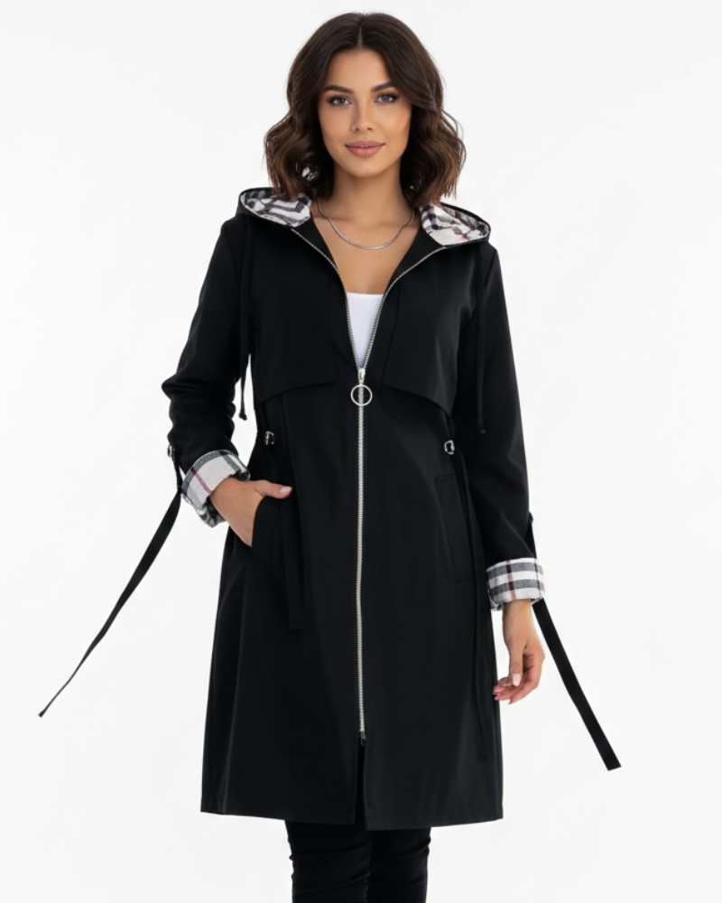 Alyssa Women's Waterproof Coat – Wind-Resistant Hooded Zip Jacket for Travel