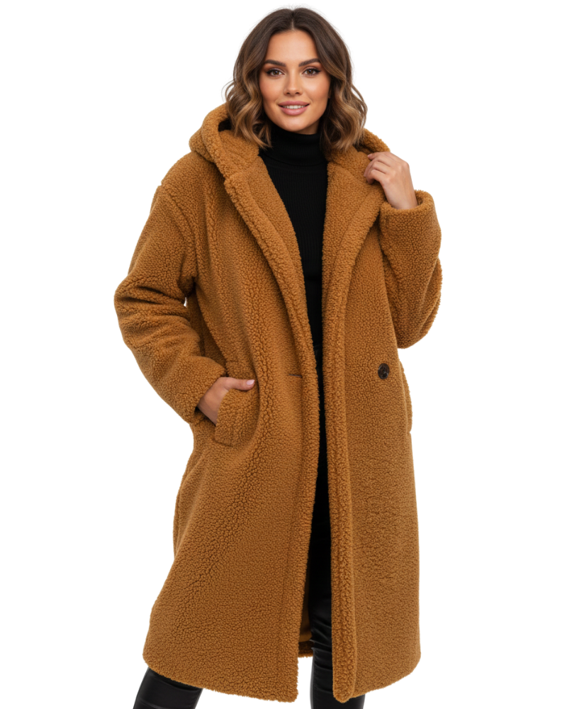 Nelia Women's Teddy Coat – Oversized Wool Blend Winter Coat for Cozy Outfits