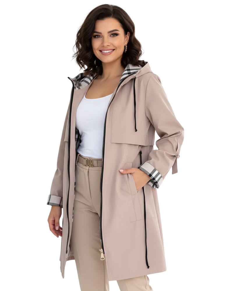 Alyssa Women's Waterproof Coat – Wind-Resistant Hooded Zip Jacket for Travel