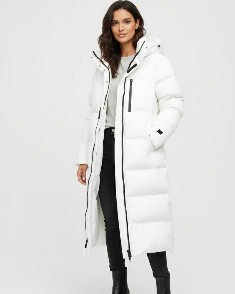 Delilah Women’s Long Puffer Coat – Extra Long Winter Jacket with Windproof Warmth
