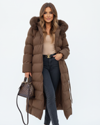 Eleva Women’s Long Winter Coat – Waterproof Hooded Windproof Warm Elegant Jacket