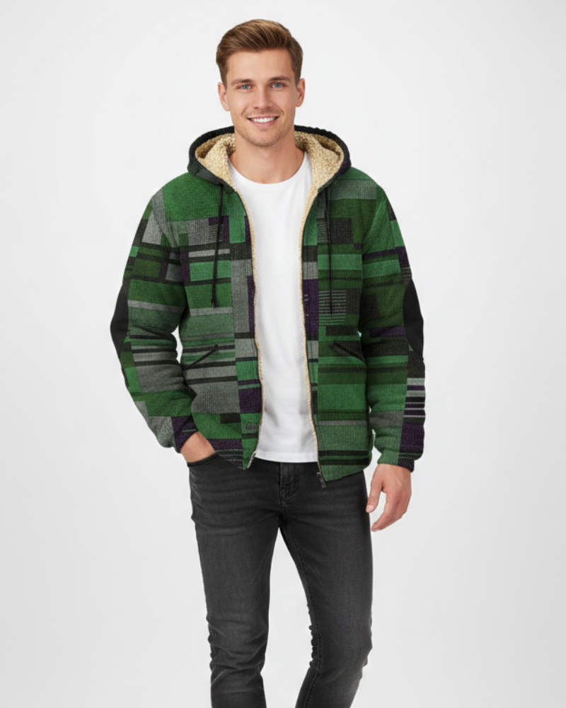 Jameson Men’s Patchwork Fleece Vest – Hooded Casual Zip Gilet with Comfortable Fit