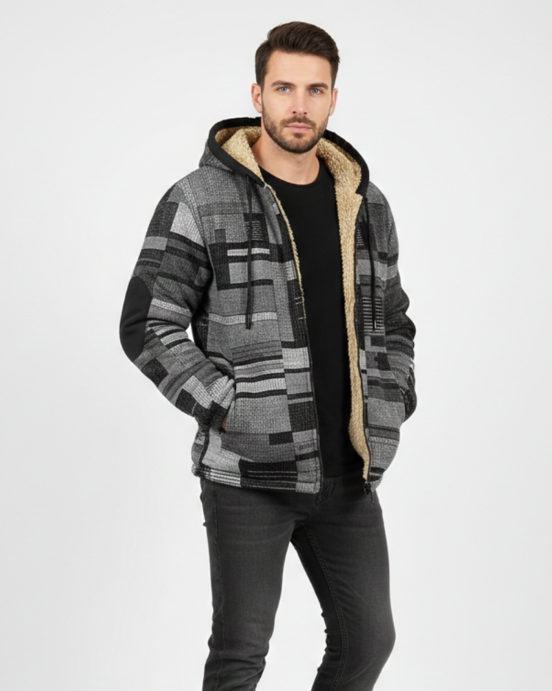 Jameson Men’s Patchwork Fleece Vest – Hooded Casual Zip Gilet with Comfortable Fit