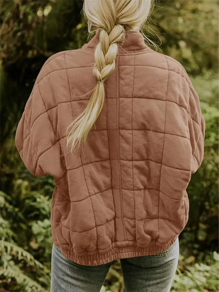 Jane Women's Quilted Jacket – Warm Padded Fall Winter Coat with Pockets
