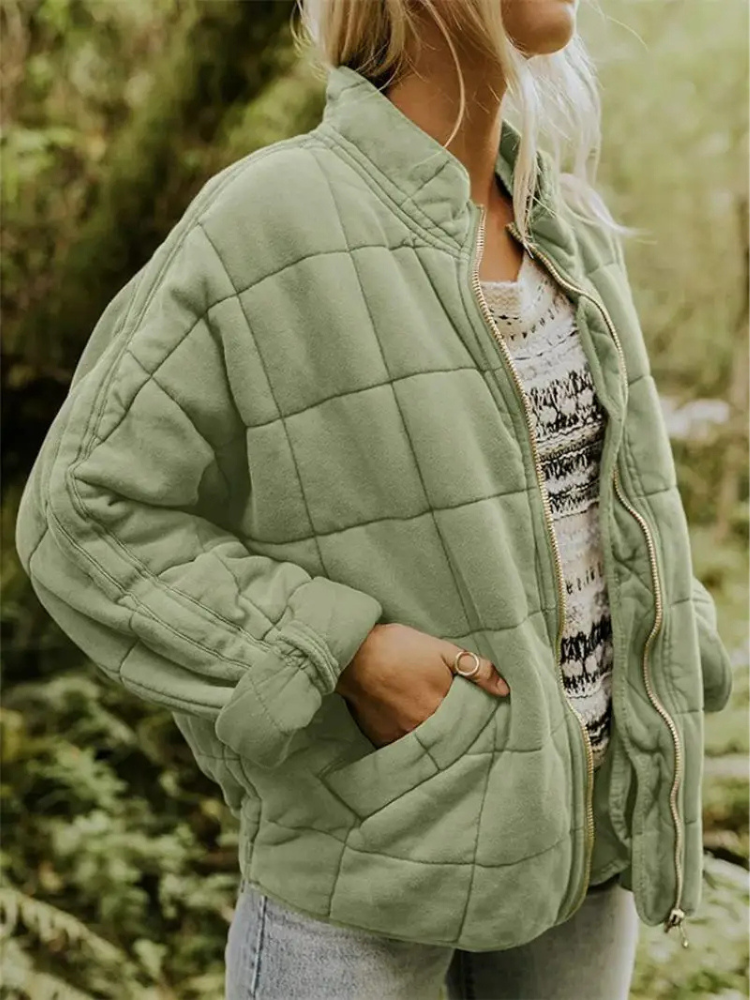Jane Women's Quilted Jacket – Warm Padded Fall Winter Coat with Pockets