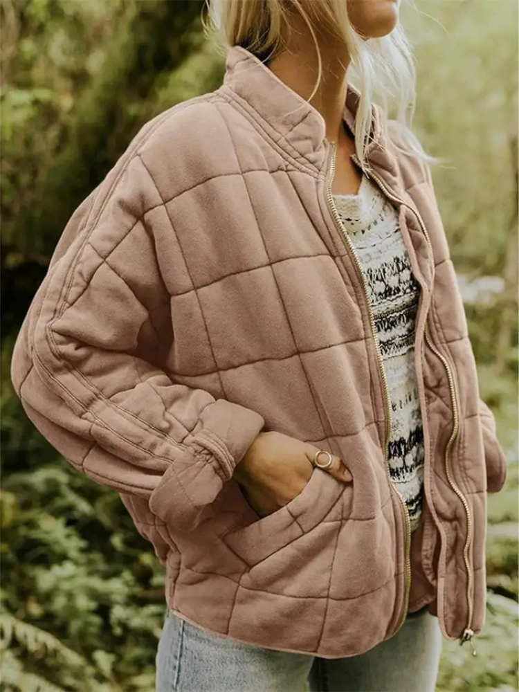 Jane Women's Quilted Jacket – Warm Padded Fall Winter Coat with Pockets