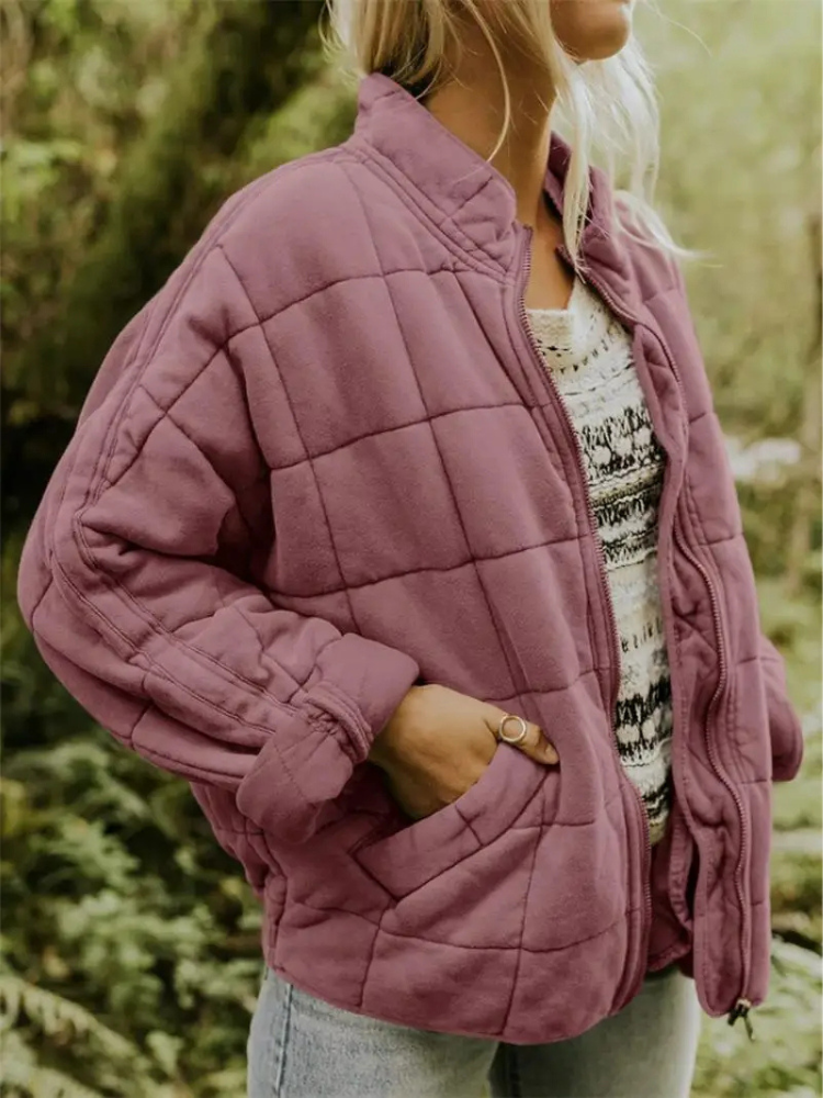 Jane Women's Quilted Jacket – Warm Padded Fall Winter Coat with Pockets