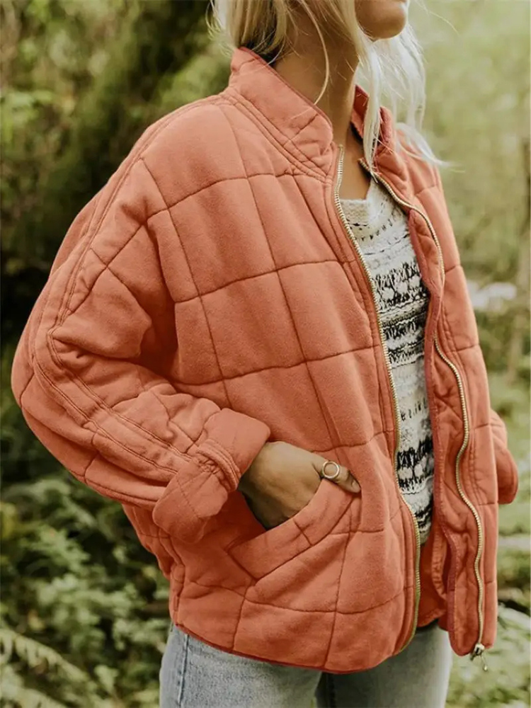 Jane Women's Quilted Jacket – Warm Padded Fall Winter Coat with Pockets
