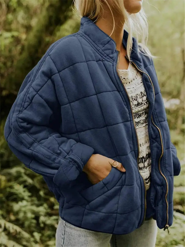 Jane Women's Quilted Jacket – Warm Padded Fall Winter Coat with Pockets