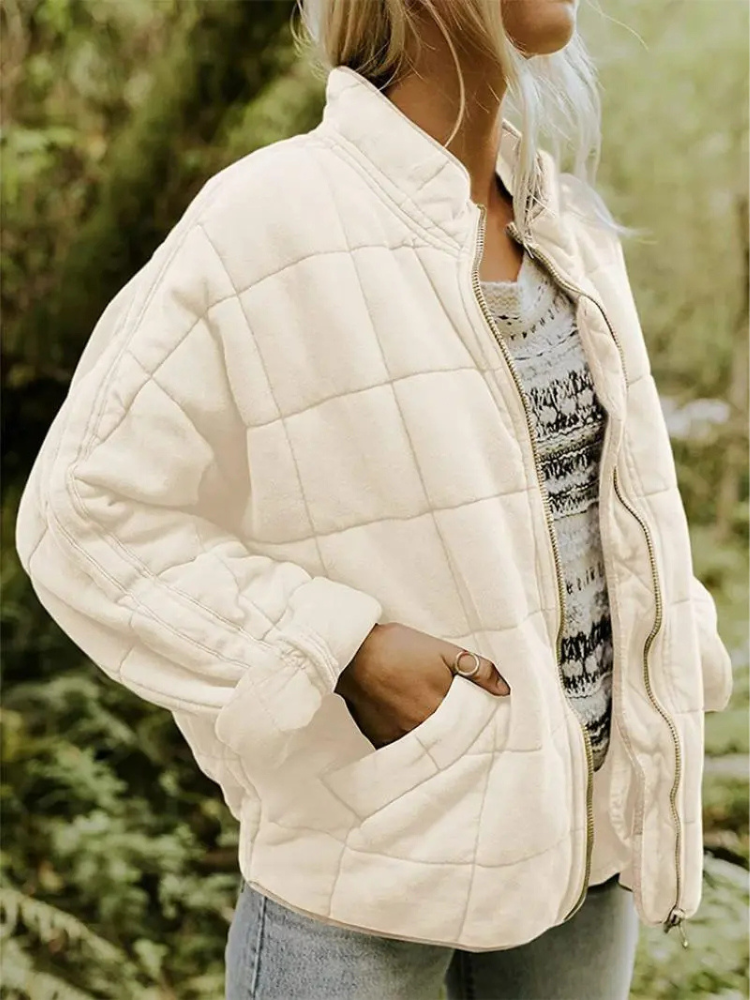 Jane Women's Quilted Jacket – Warm Padded Fall Winter Coat with Pockets