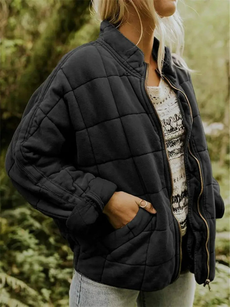 Jane Women's Quilted Jacket – Warm Padded Fall Winter Coat with Pockets