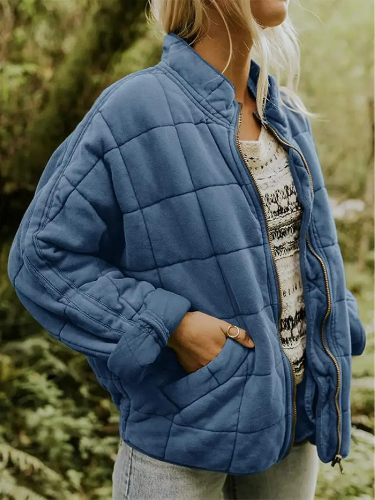 Jane Women's Quilted Jacket – Warm Padded Fall Winter Coat with Pockets