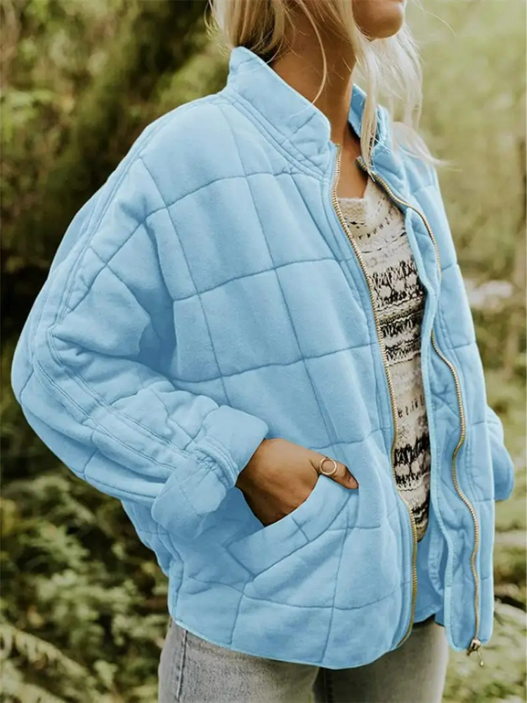 Jane Women's Quilted Jacket – Warm Padded Fall Winter Coat with Pockets