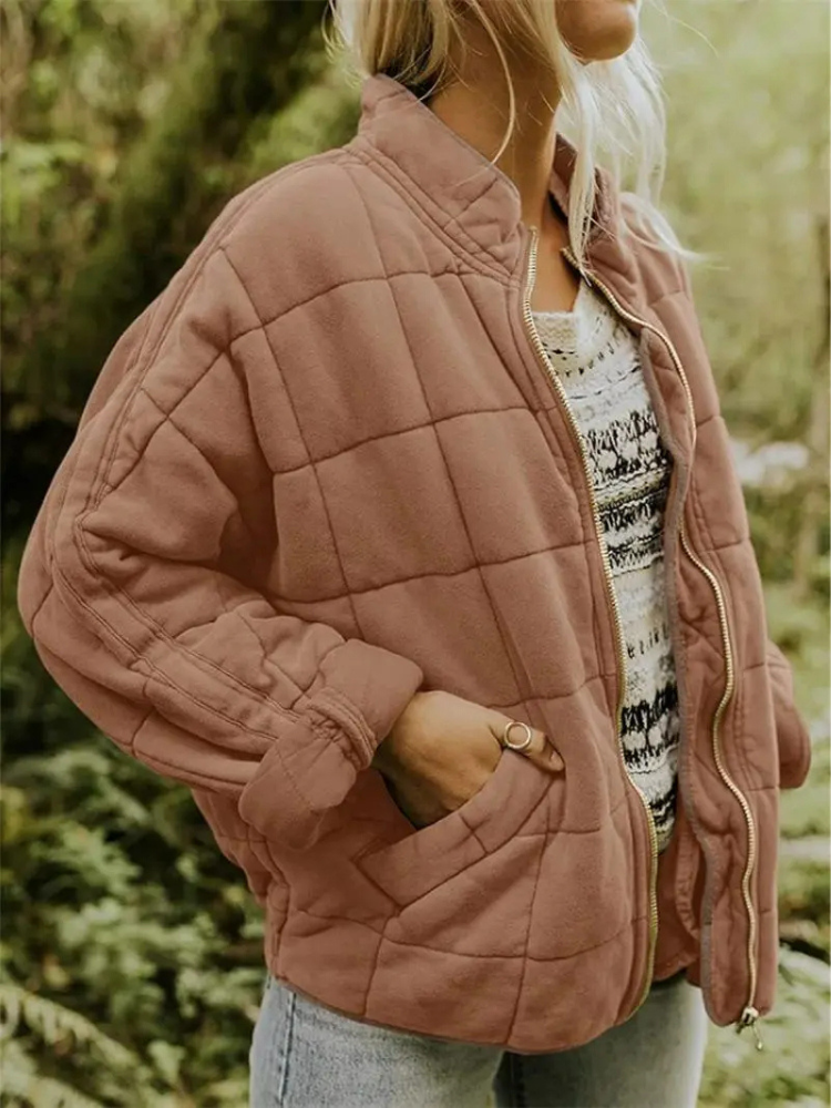 Jane Women's Quilted Jacket – Warm Padded Fall Winter Coat with Pockets