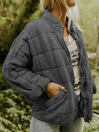 Jane Women's Quilted Jacket – Warm Padded Fall Winter Coat with Pockets