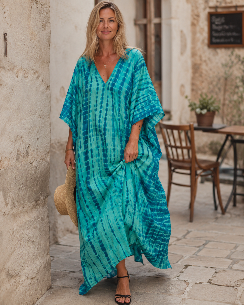 Janne Women's Maxi Kaftan Dress – Lightweight Boho Beach Vacation Dress