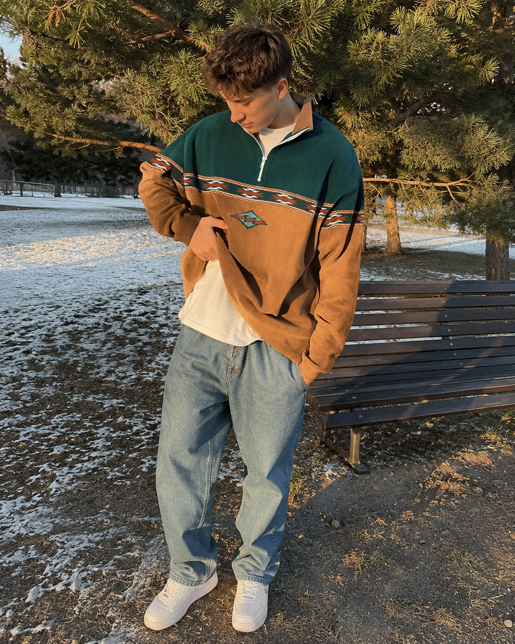 John Men's Retro Zip Sweater – England Style Pullover for Fall and Winter