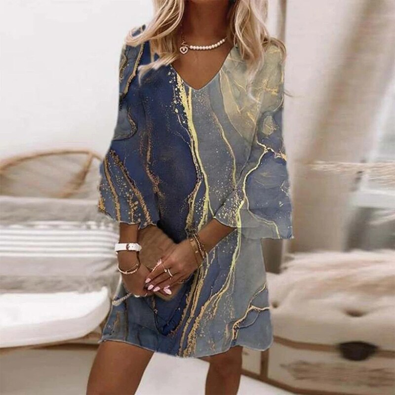Anais Women's Printed Dress – Flattering Elegant Everyday Work Dress