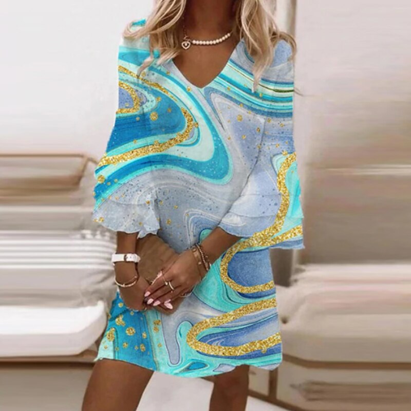 Anais Women's Printed Dress – Flattering Elegant Everyday Work Dress