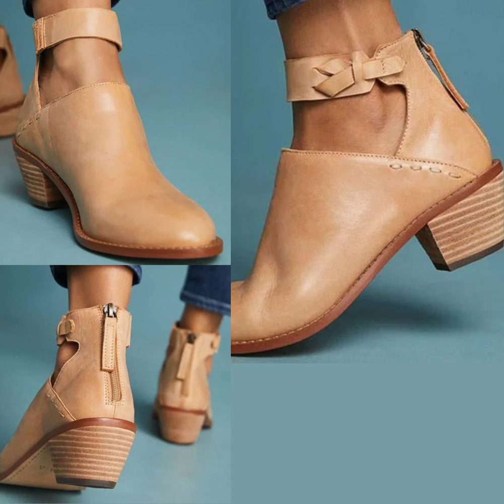 Myla Women's Heeled Ankle Boots – Elegant Stable Heel Everyday Booties