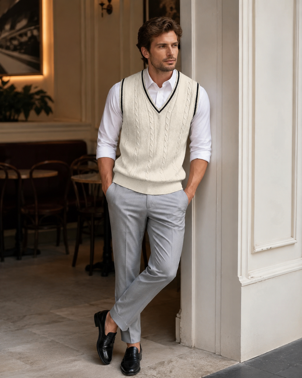 Kyson Men's V-Neck Sweater Vest – Sleeveless Smart Casual Layering Knit