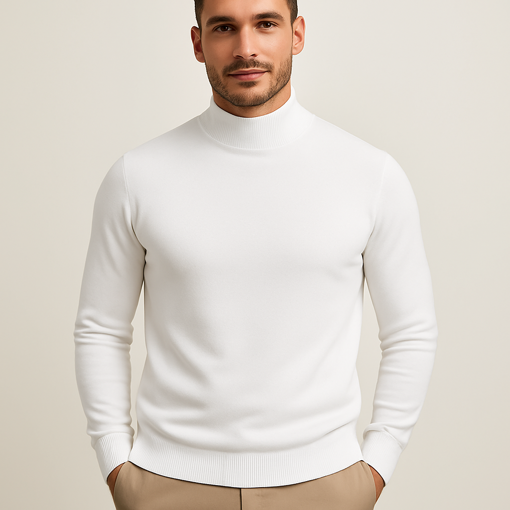 Leonardo Men's Turtleneck Sweater – Soft Knit Slim Fit Smart Casual Pullover