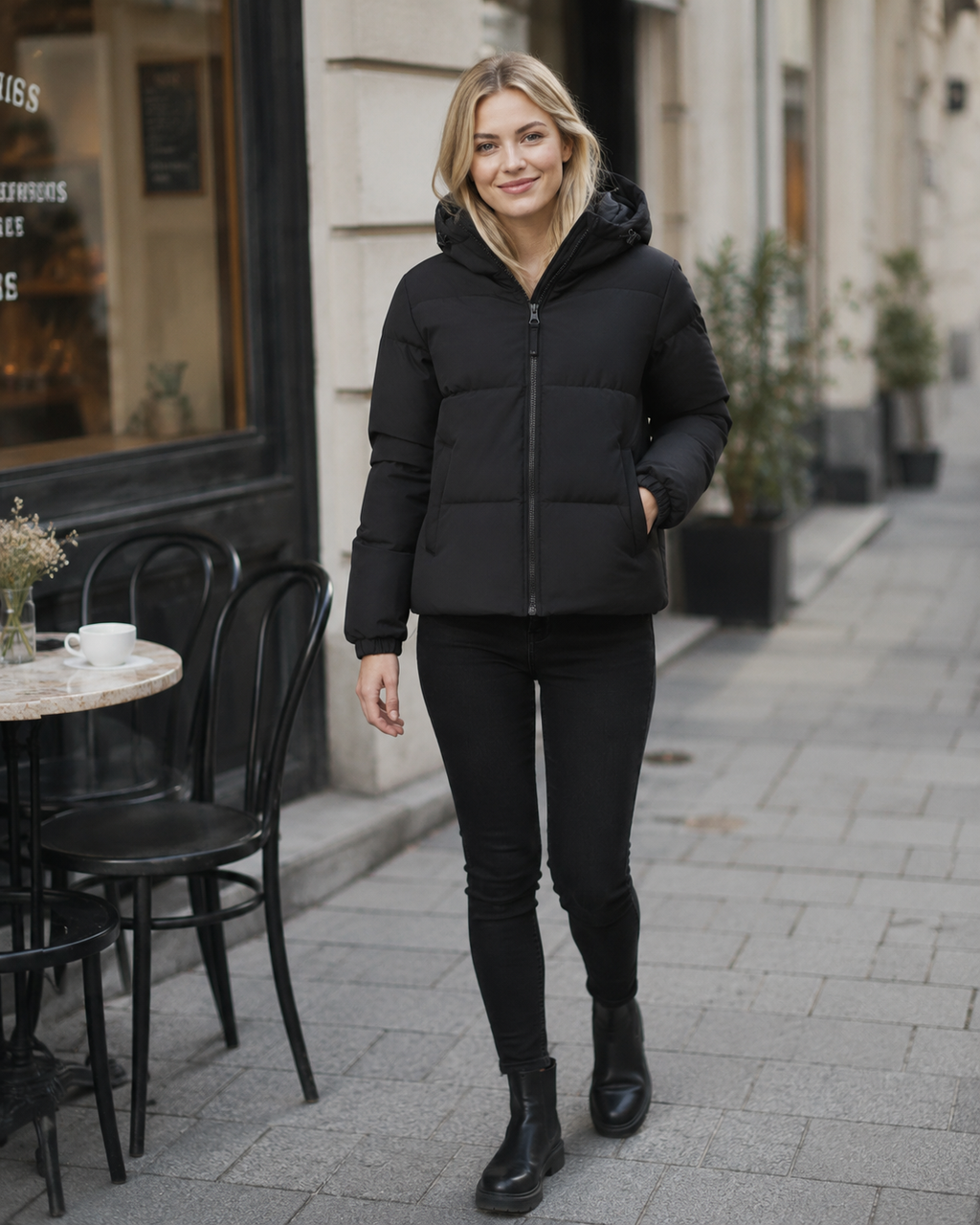 Lilah Women's Lightweight Puffer Jacket – Hooded Zip Winter Coat for Travel