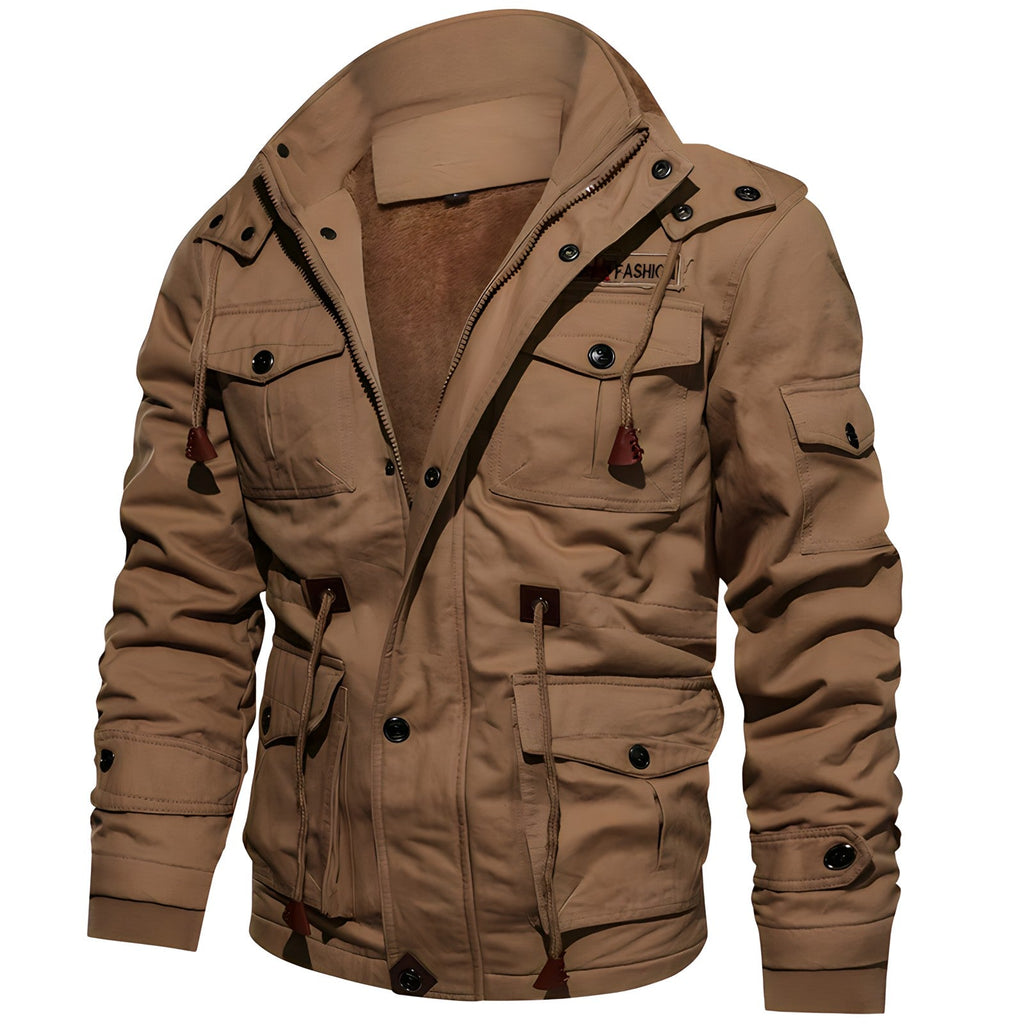 Logan Men’s Military Jacket – Waterproof Fleece-Lined Coat with Adjustable Fit