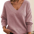 Zeyann Women's Cashmere Sweater – V-Neck Regular Fit Luxury Knit Pullover
