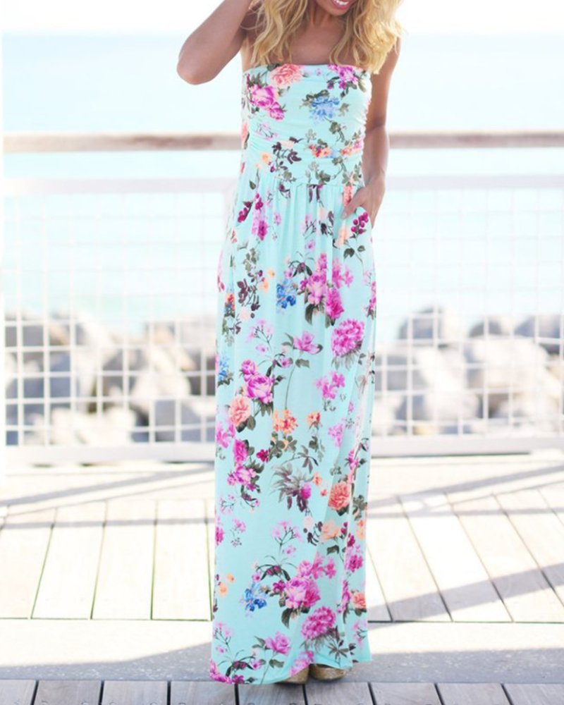 Celeste Women's Bohemian Maxi Dress – Flowing Summer Dress with Side Pockets