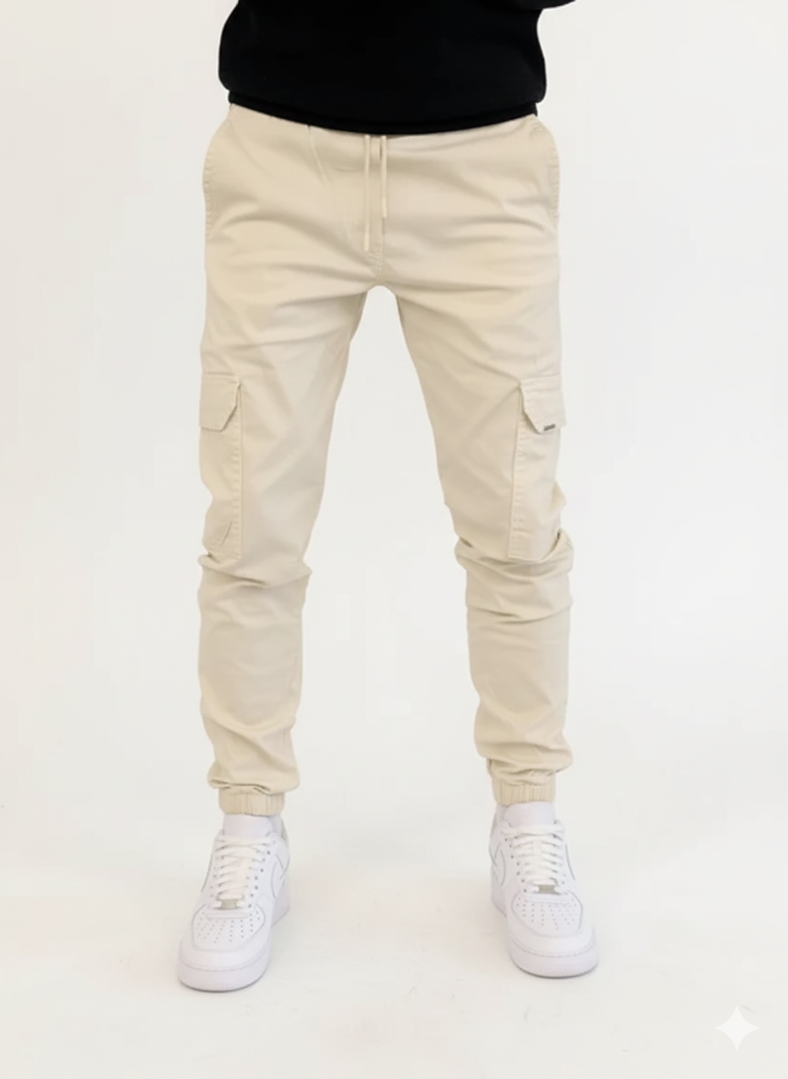 Mariano Men's Cargo Pants – Slim Fit Elastic Waist Urban Casual Trousers